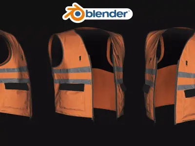 Construction Hazard Safety Work Vest Low-poly 3D model