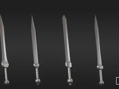 40 Ancient Sword Basemesh Vol1 Low-poly 3D model