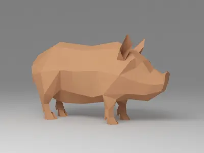 Pig Low Poly polygonal 3D model