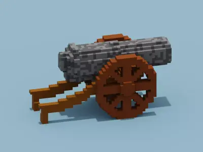 Voxel Cannon Low-poly 3D model