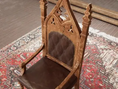 Old desk chair Low-poly 3D model