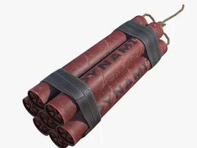 Dynamite grenade with rope Low-poly 3D model
