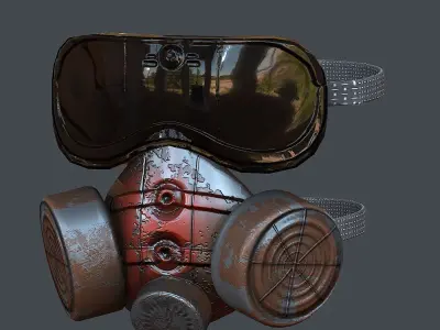 Gas mask helmet 3d model scifi Low-poly Low-poly 3D model Low-poly 3D model 4