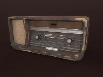Old radio receiver Low-poly 3D model