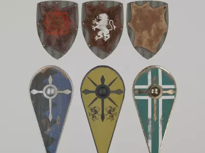 Medieval Shield Bundle Low-poly 3D model