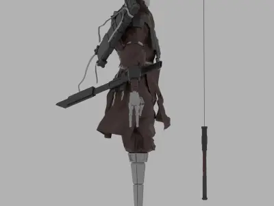 The Dead Warrior game ready  Low-poly 3D model