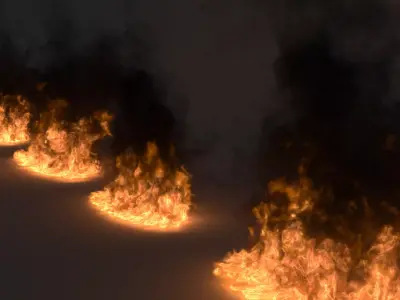 Volumetric Thick Smoke Oil Fire VDB Set for Blender 3D model