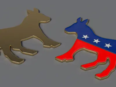 Democrat Man Thinking Pose with Democratic Icon 3D model