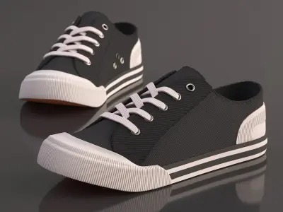  Canvas Low-Top Sneakers with Rubber Toe Cap Black 