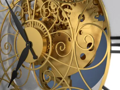 Clock mechanism and gears 3D model