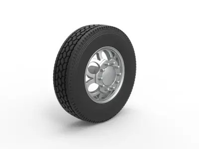Front custom wheel of semi truck Version 15 Scale 1 to 25 3D print model