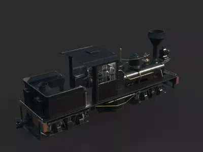 Old-fashioned steam locomotive 3D model