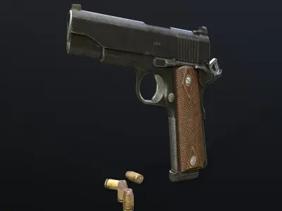 Colt 1911 Black low poly and 4k textures Low-poly 3D model