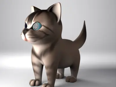 Kitten cartoon cat with eyes 3D model