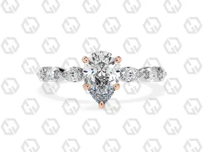 Ring 177 Pear Shape marquise on shanks with Gems 3D print model