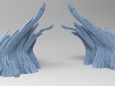 Cliff tower ring city alleyway 3 versions  3D model