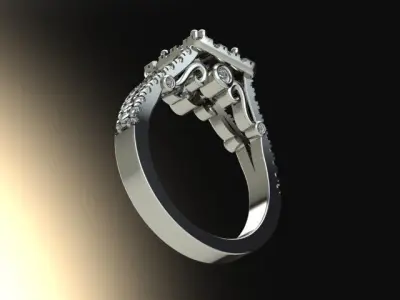10093 diamond halo engagement ring 3D print model
