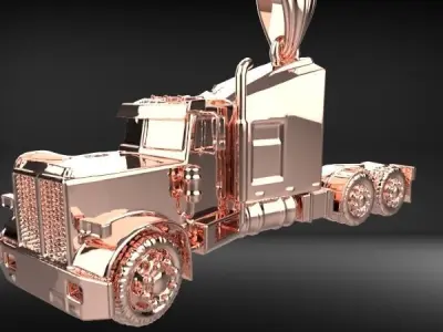 Semi Trailer Truck Pendant Necklace Jewelry 2D Relief 3D print model