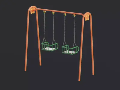 Metal Swing Outdoor 01 Orange Low-poly 3D model