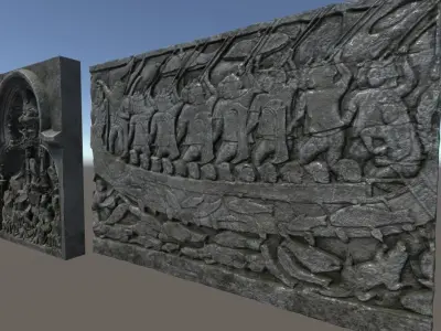 PBR Wall Reliefs Low-poly 3D model