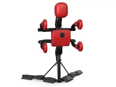 Martial Arts Dummy with Punching Arms Red 3D model