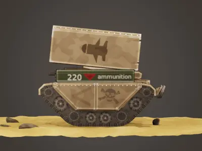 stylized multiple rocket launcher Low-poly 3D model