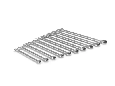 10pc 12-Point Metric Long CombinationWrench Set 10-19mm Low-poly 3D model