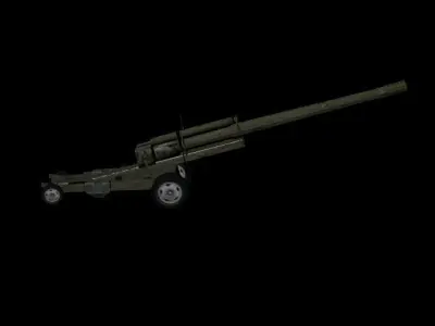 military canon gun 130 mm Low-poly 3D model