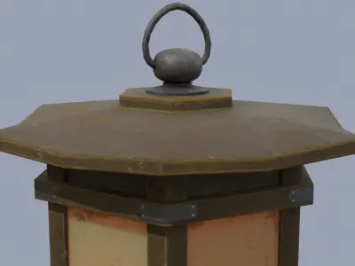 Shoji Wooden Lamp Low-poly 3D model