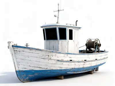 Realistic Weathered Fishing Boat 3D Model Low-poly 3D model