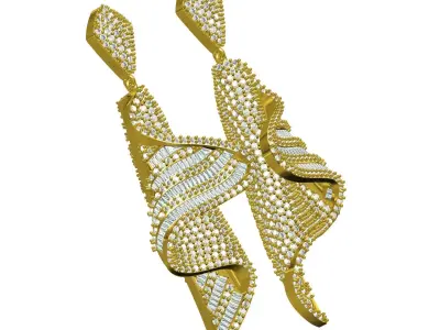 Antique Wave Dangle Drop Earring 3D print model