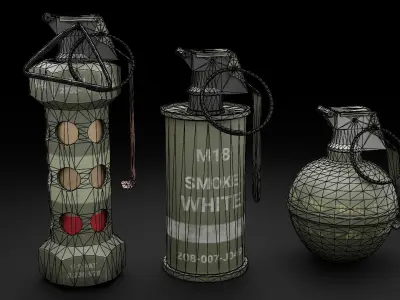 Game Ready Grenades Low-poly 3D model