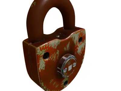 Rusty Industrial Padlock 3D Model Low-poly 3D model