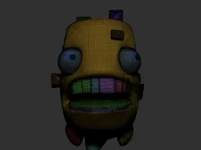 Monster cartoon character with big teeth 3D model