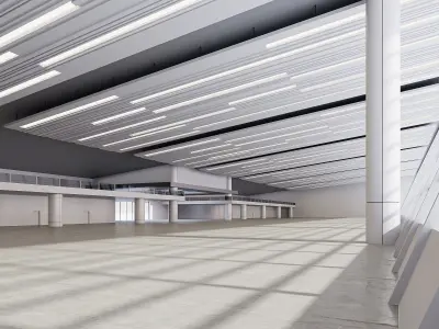 lowpoly interior space hall 15 Low-poly 3D model