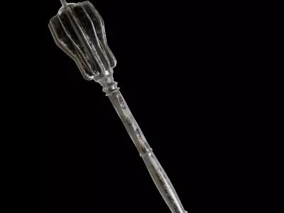 Iron Mace with Wooden Handle 3D model