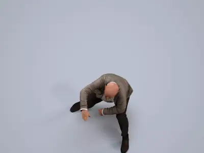 00101Erik006 - Senior Caucasian man crouching in office wearing 3D model