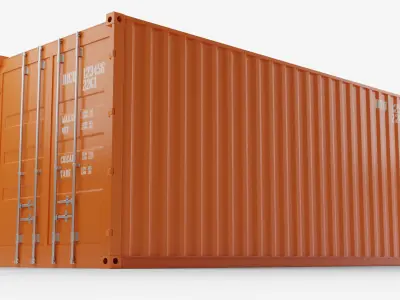 20Ft Cargo Container - Orange - Clean 3D model