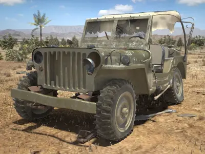Jeep Willys Damaged 3D model