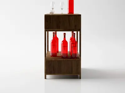 Wine Sidetable - Living Room Furniture 02 3D model