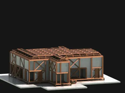 Medieval Low Poly Building  Castle Wooden Village Stone House 35 Low-poly 3D model