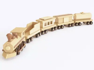 Wooden toy train 07 3D model