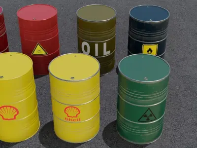 20 Barrel 3D models Low-poly 3D model