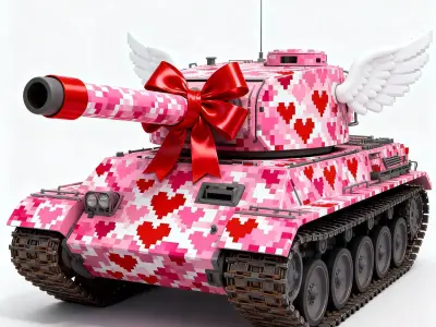8-Bit Romance Pixel Tank 3D Model Low-poly 3D model