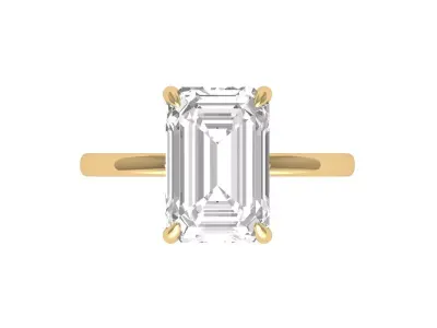 Emerald Solitaire Ring 3D print model 10