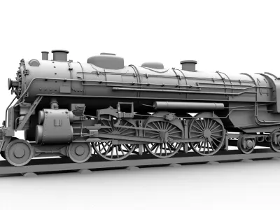 steam engine locomotive Low-poly 3D model purchase