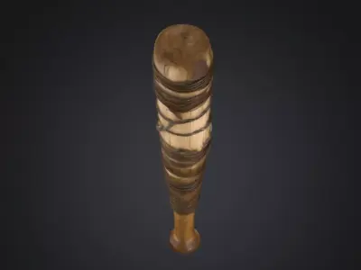 Rustic Baseball Bat 3D Model - Metal Wire Wrapped Vintage Bat Low-poly 3D model