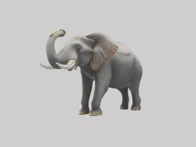 Elephant trumpeting model Low-poly 3D model