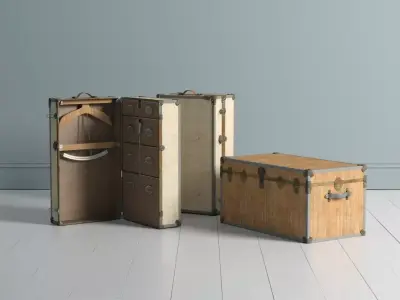 Antique Travel Trunks 3D model