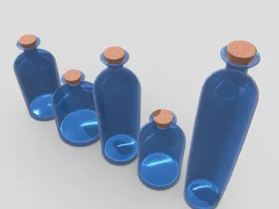Blue Bottles Low-poly 3D model